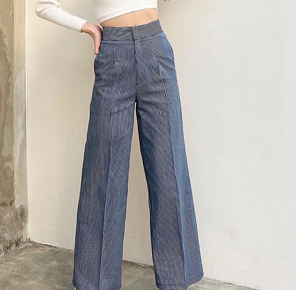 Striped High Waist Leg Pants