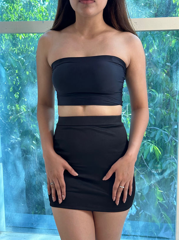 Mesh Embroidered Tunic Top With Skirt