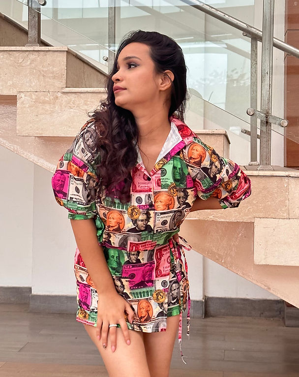 Dollar Printed Shirt With Skorts