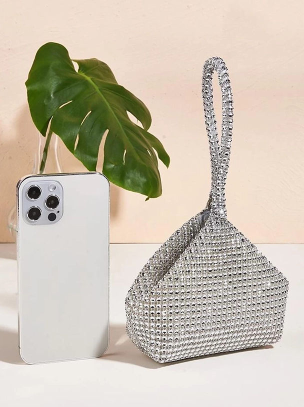Combo Deal: Silver Rhinestone Bag With Vintage Belt