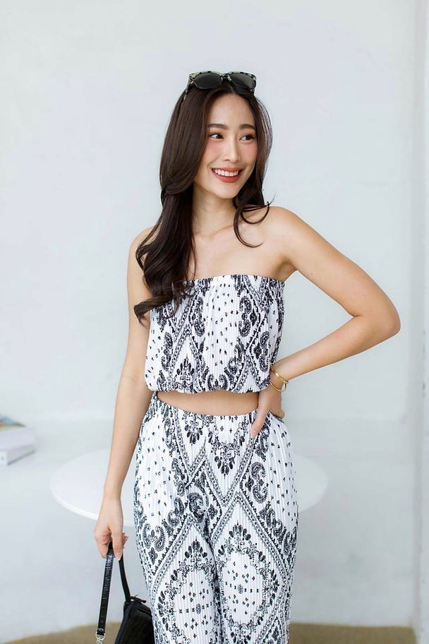 Multi Color Satin Plisse Tube Top
