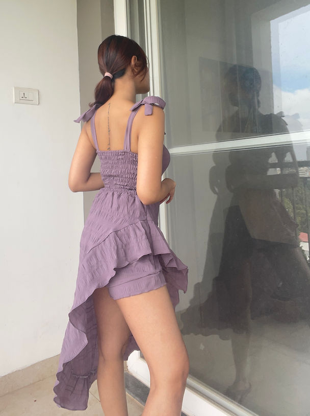 Frill A-Symmetrical Top With Shorts