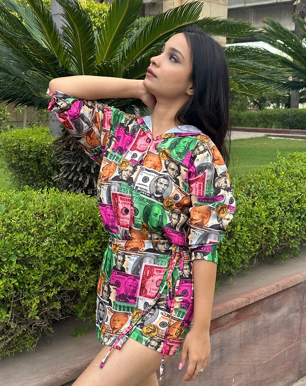 Dollar Printed Shirt With Skorts