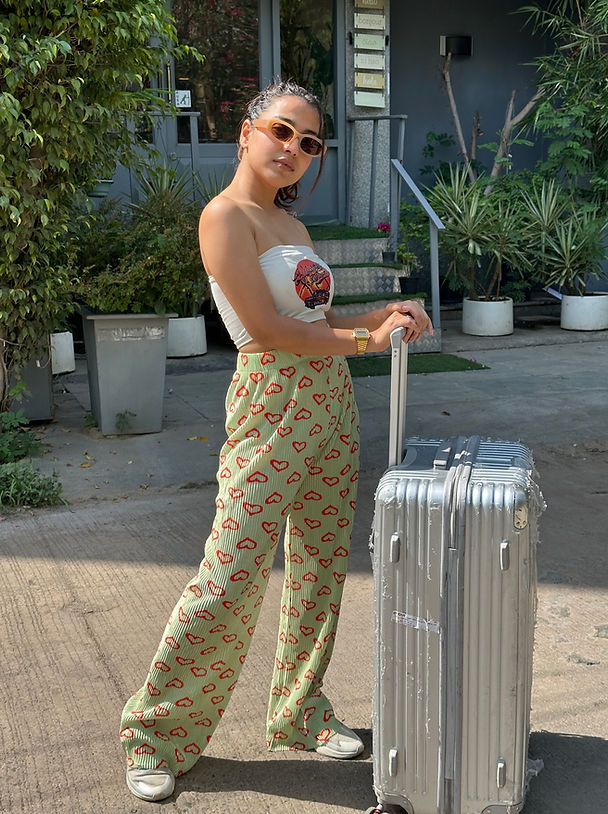 Printed Plisse Stretchable Casual Pants