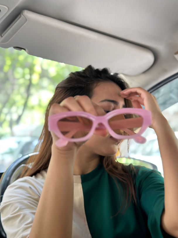 Rectangle Pink Frame Fashion Glasses