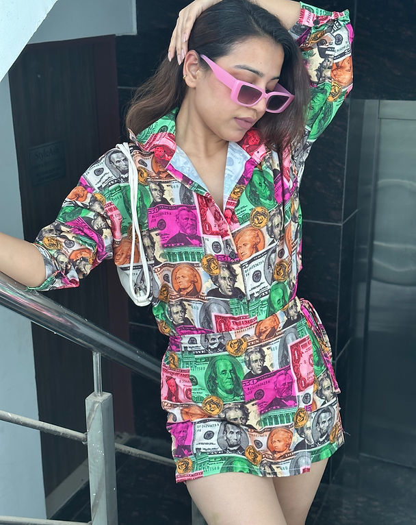 Dollar Printed Shirt With Skorts