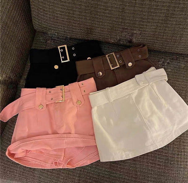 Denim Buckle Belt Y2K Divided Mini skirt
