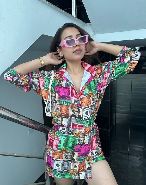 Dollar Printed Shirt With Skorts