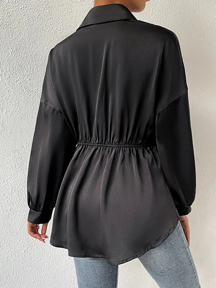 Oversized Satin Chain Shirt