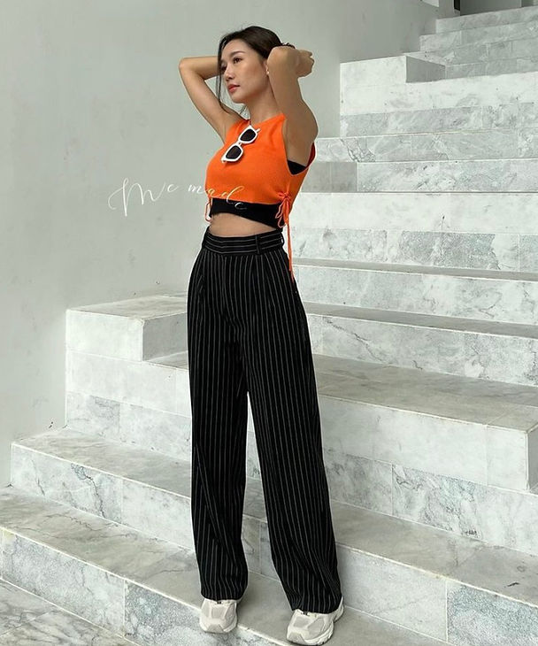 Pinstripe Wide Leg Pants