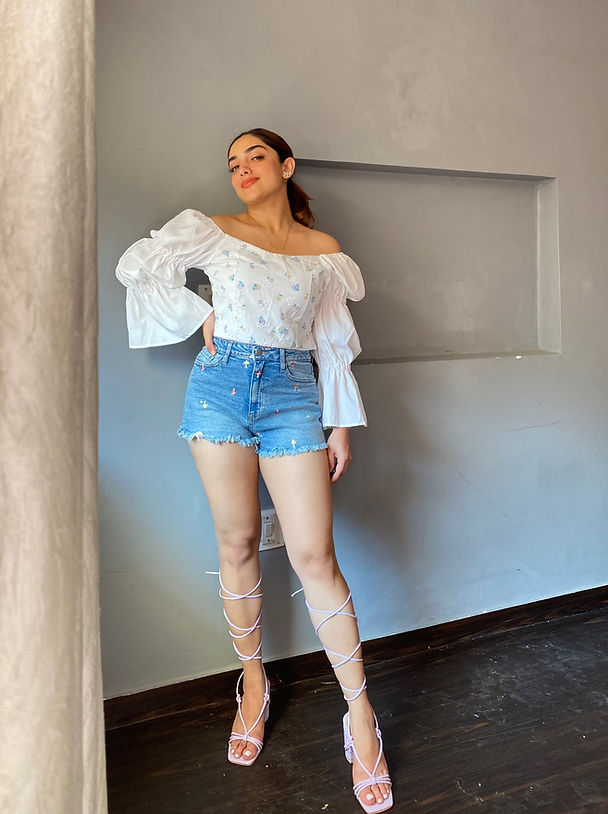 High Waist Embroidered Shorts