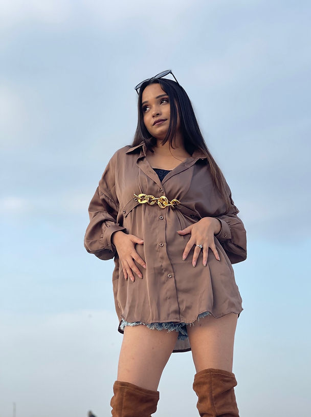Oversized Satin Chain Shirt