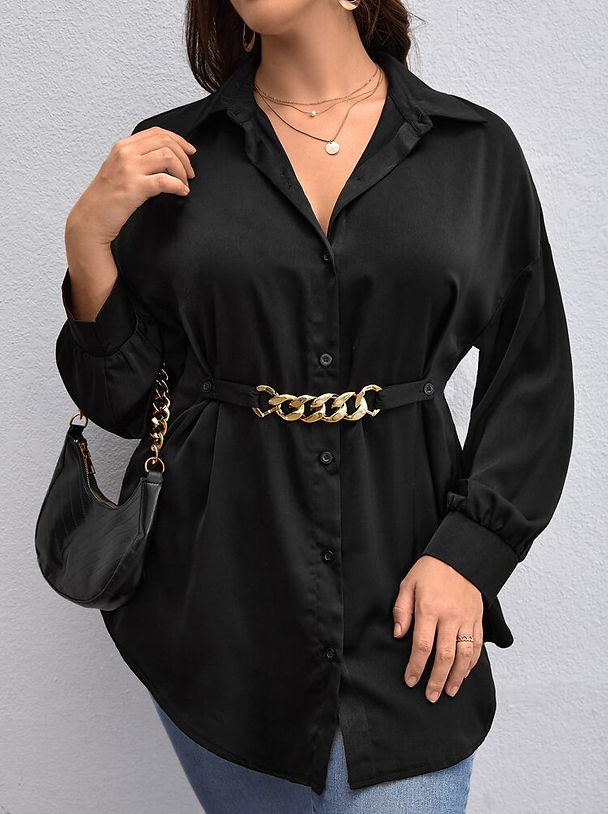 Oversized Satin Chain Shirt