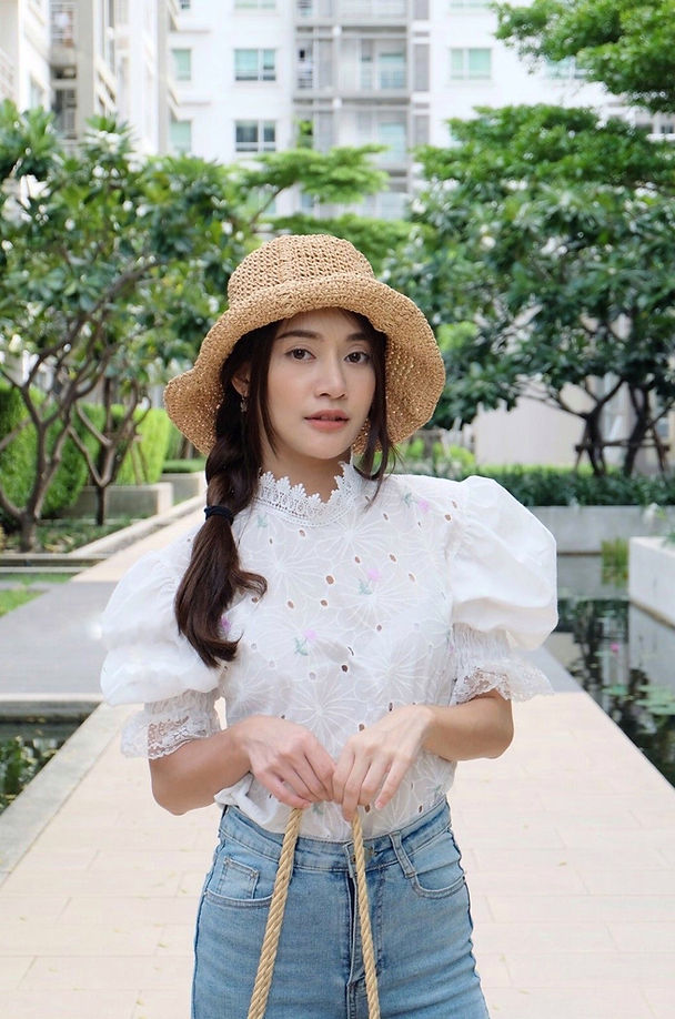 Lace High Neck Embroidered Eyelet Top