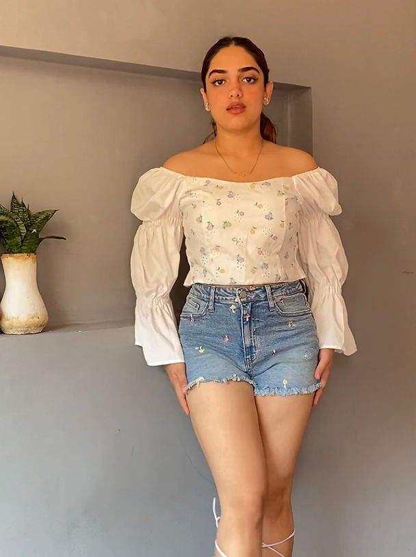 Flounce Sleeve Eyelet Embroidered Top