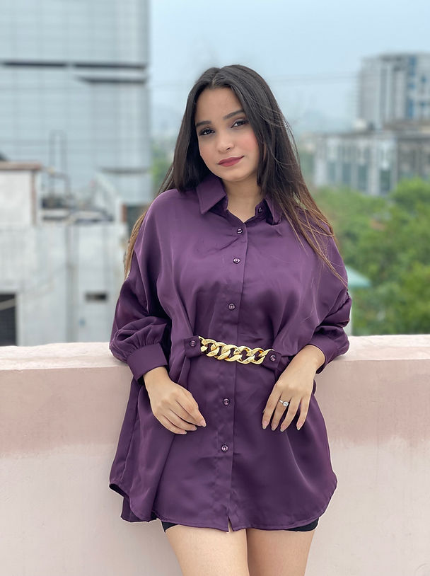 Oversized Satin Chain Shirt