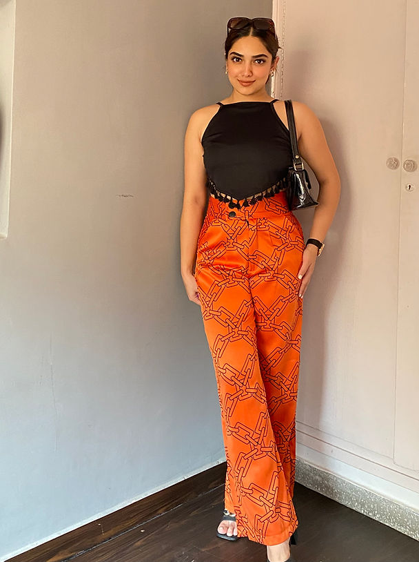Combo Deal: Tassel Backless Top With High Waist Chain Pants