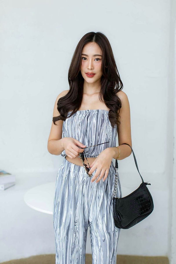 Multi Color Satin Plisse Tube Top