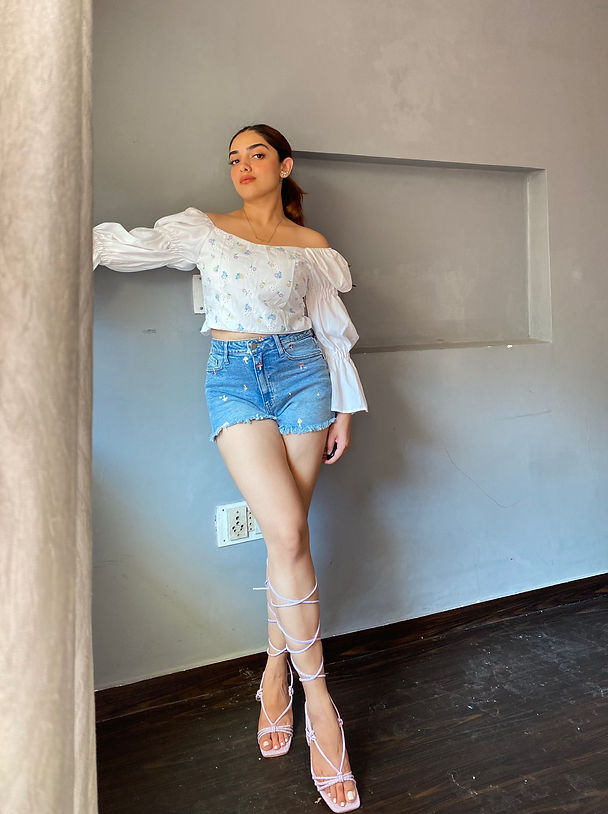 High Waist Embroidered Shorts