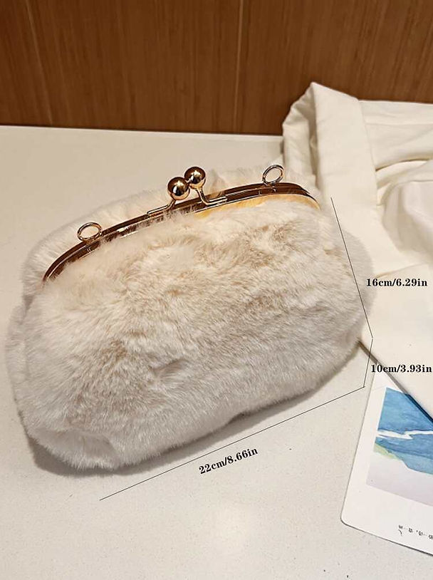 Kiss Lock Fluffy Crossbody Bag
