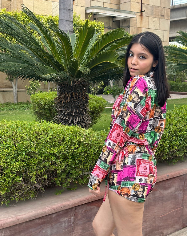 Dollar Printed Shirt With Skorts