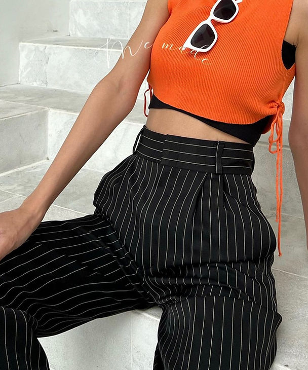 Pinstripe Wide Leg Pants