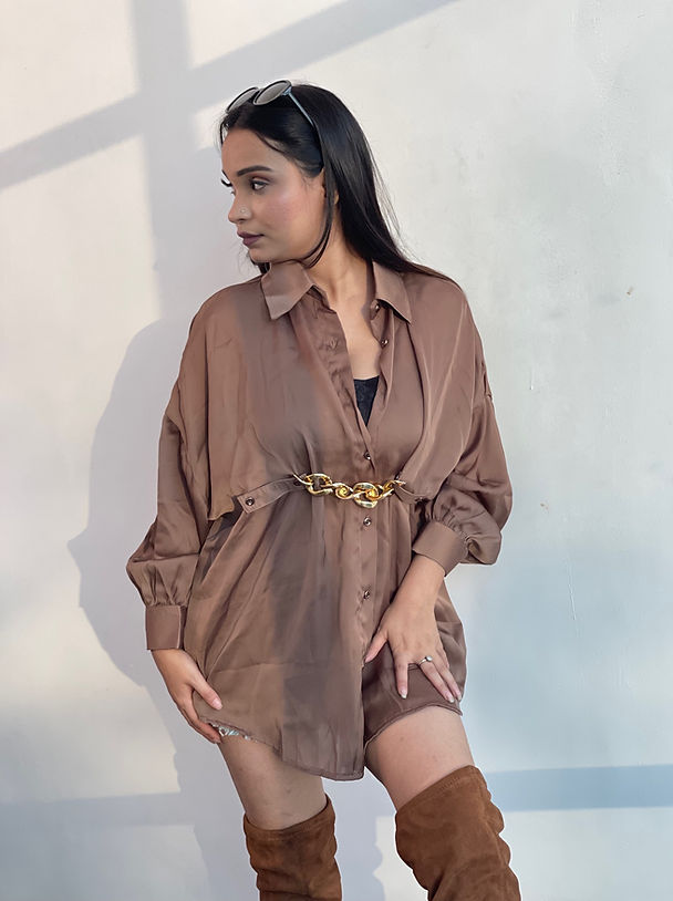 Oversized Satin Chain Shirt