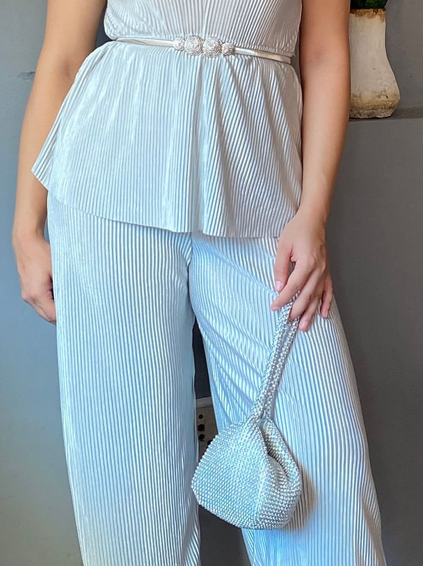 Combo Deal: Silver Rhinestone Bag With Vintage Belt