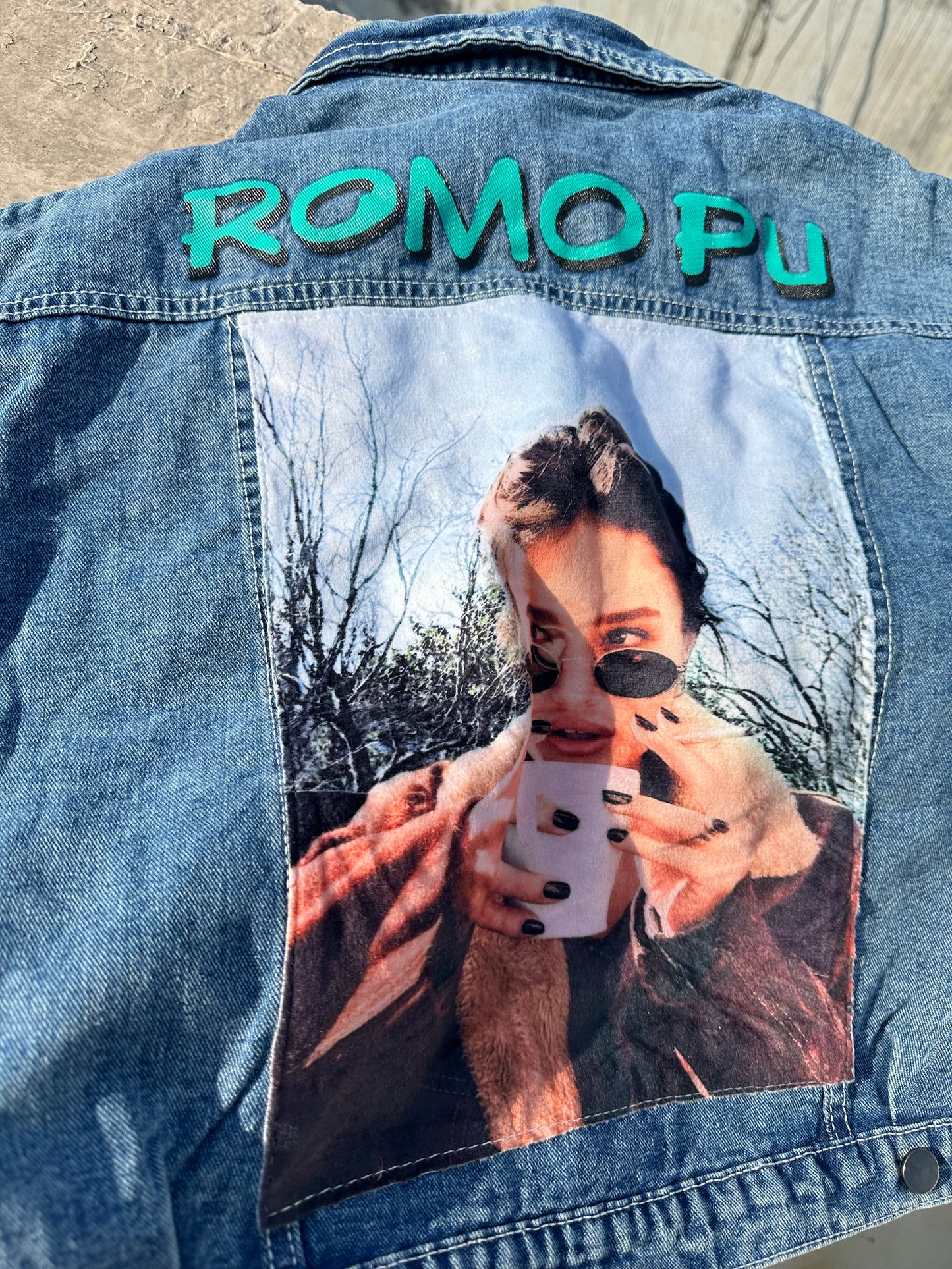 Oversized Denim Printed Jacket