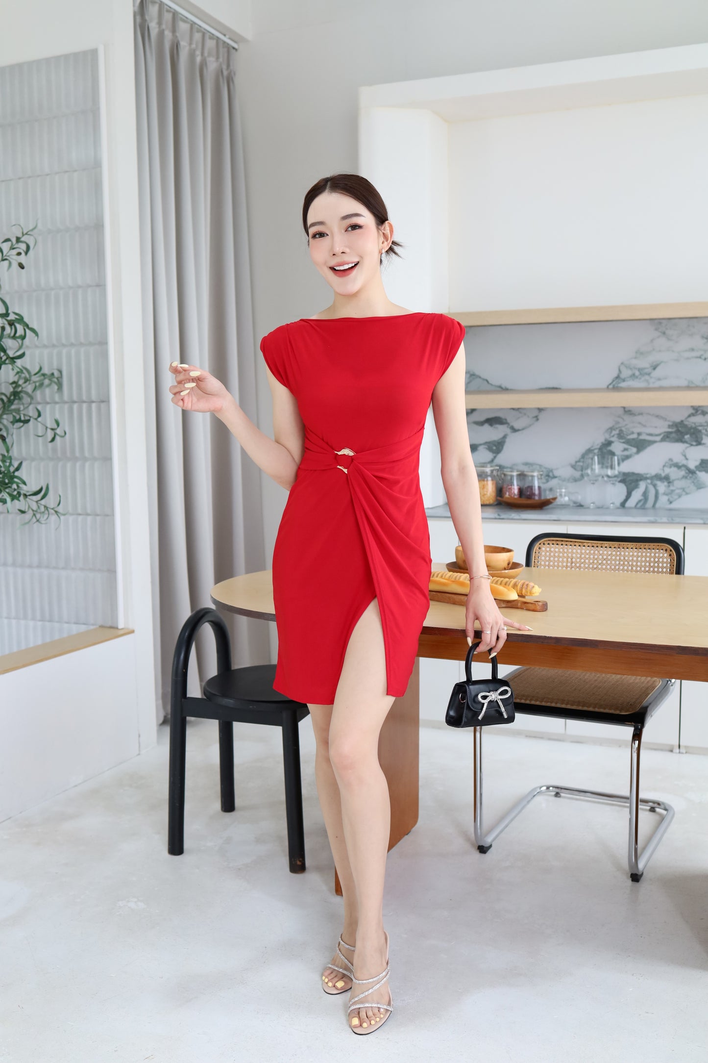 Body-Fit Mini Side Slit Dress