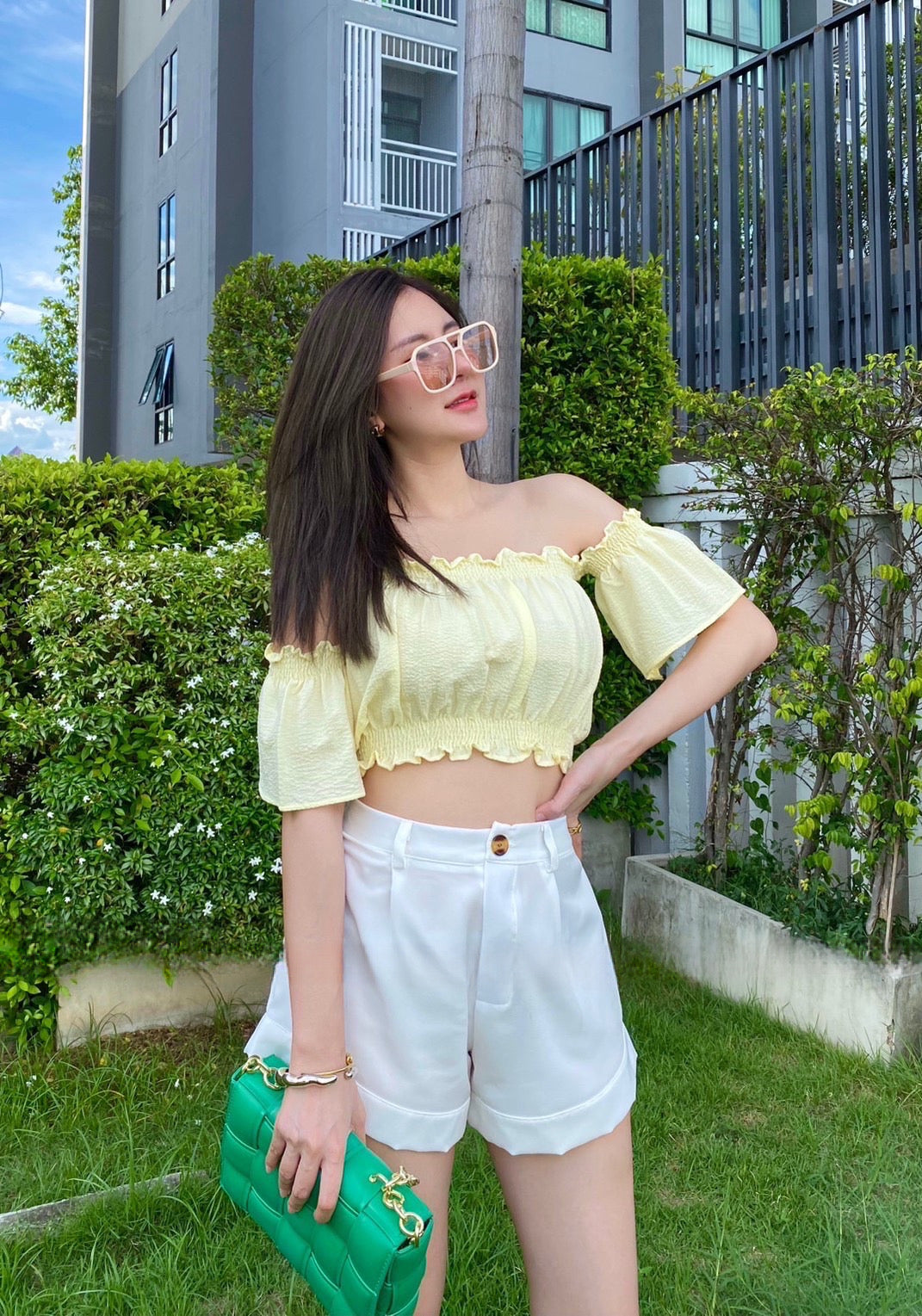 Off-Shoulder Top With Shorts