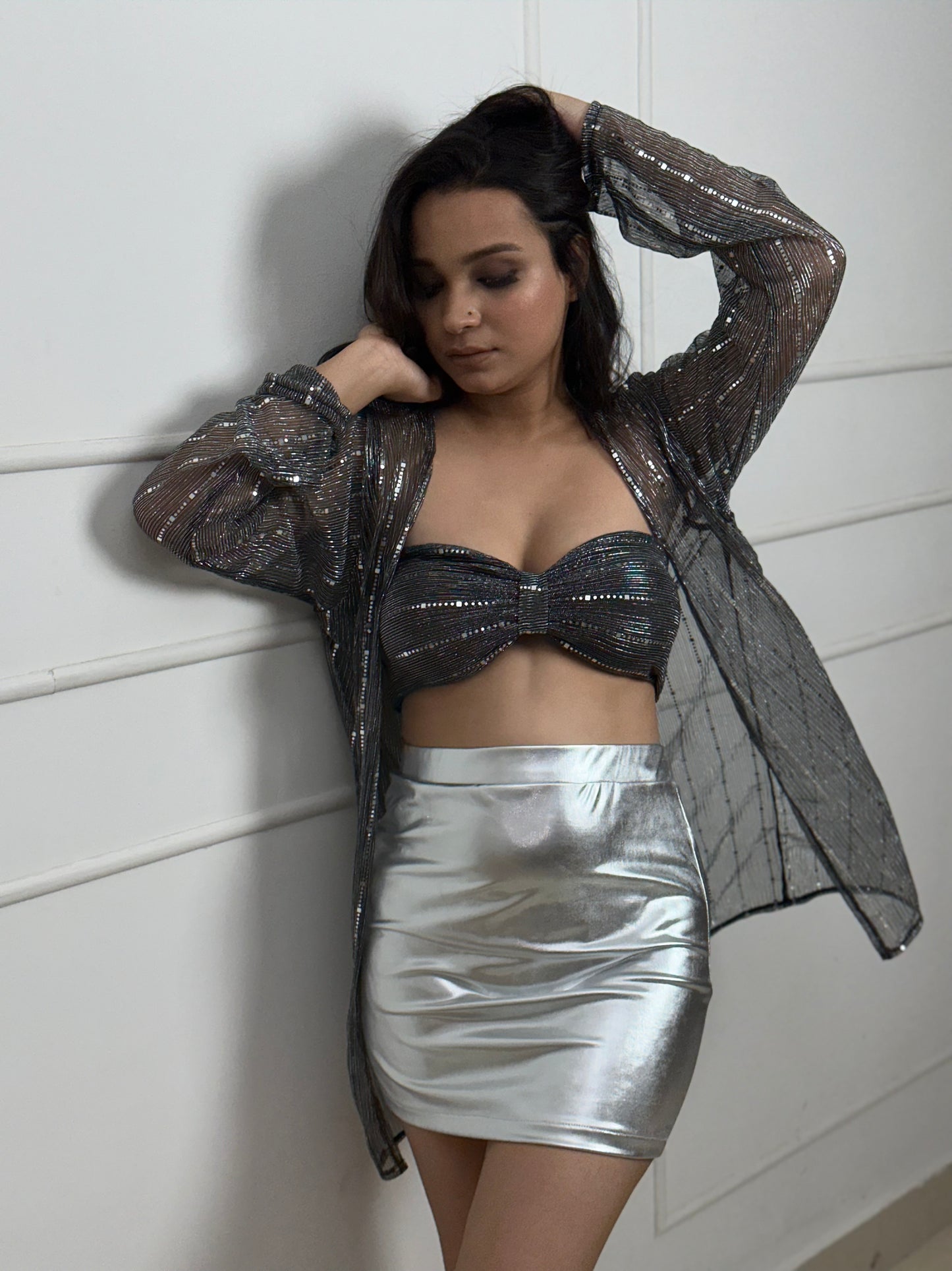 Moonlight Padded Bustier Top With Shrug