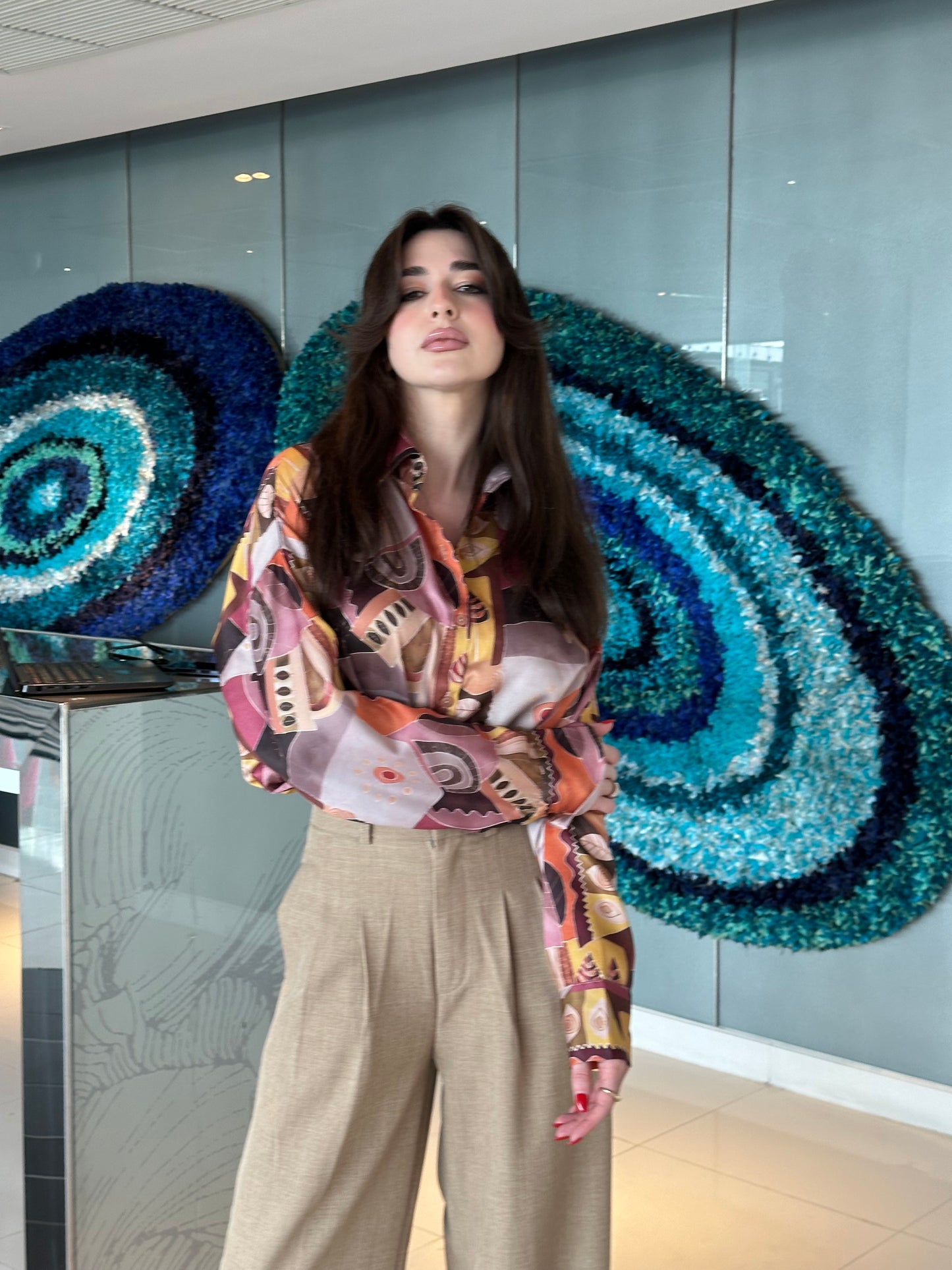 Satin Modern Print Shirt