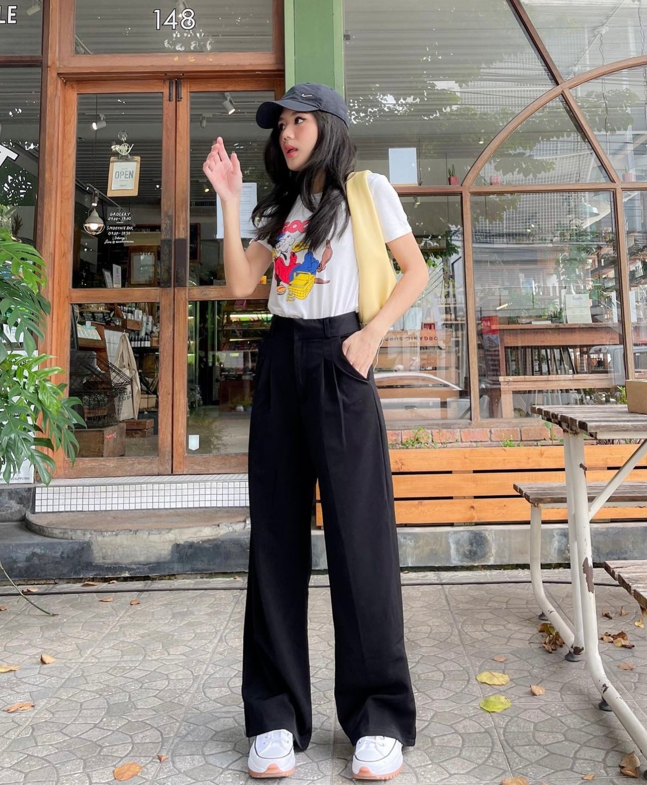 Black Satin Shirt With Black High Waist Pants