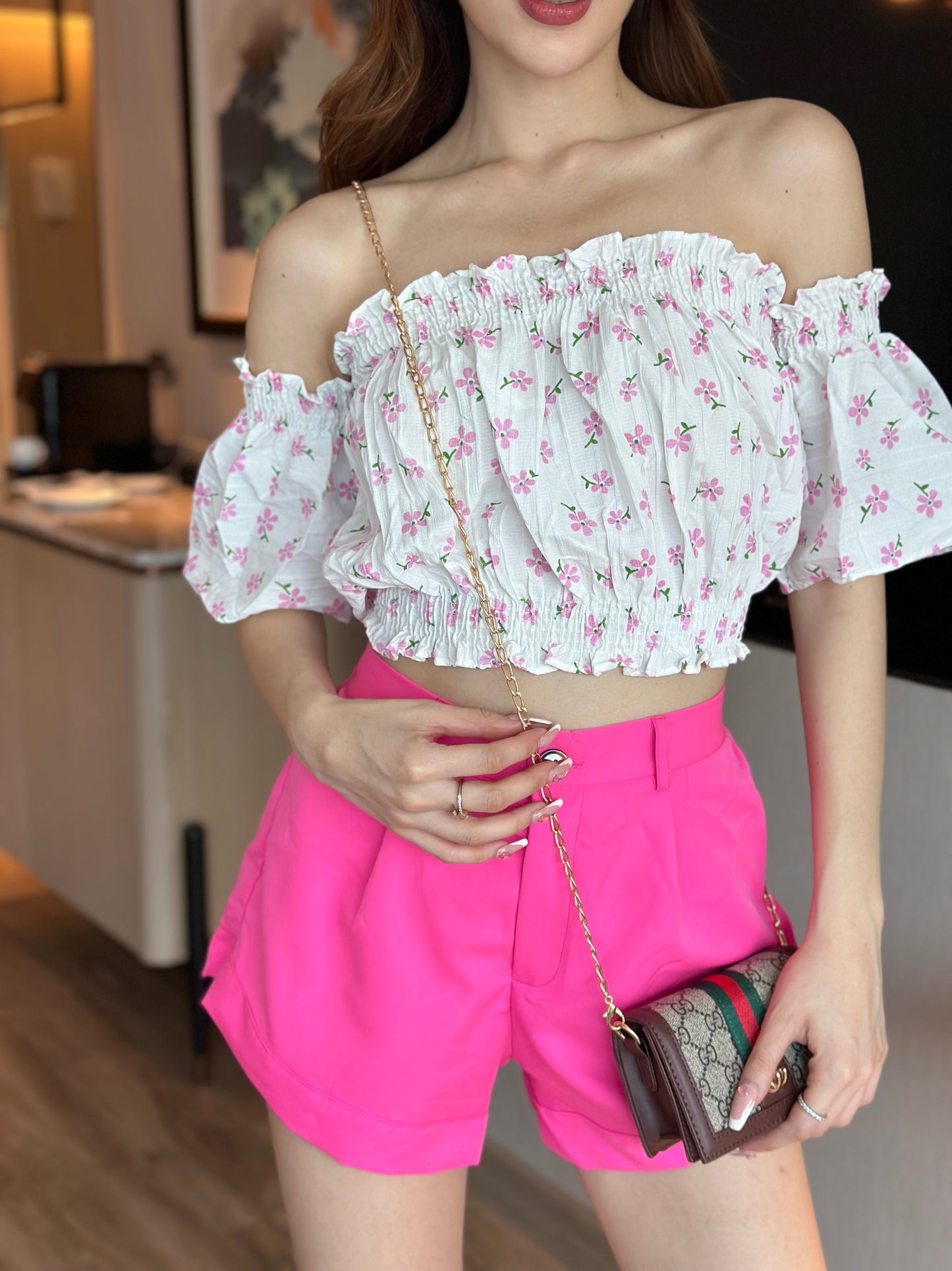 Off-Shoulder Top With Shorts