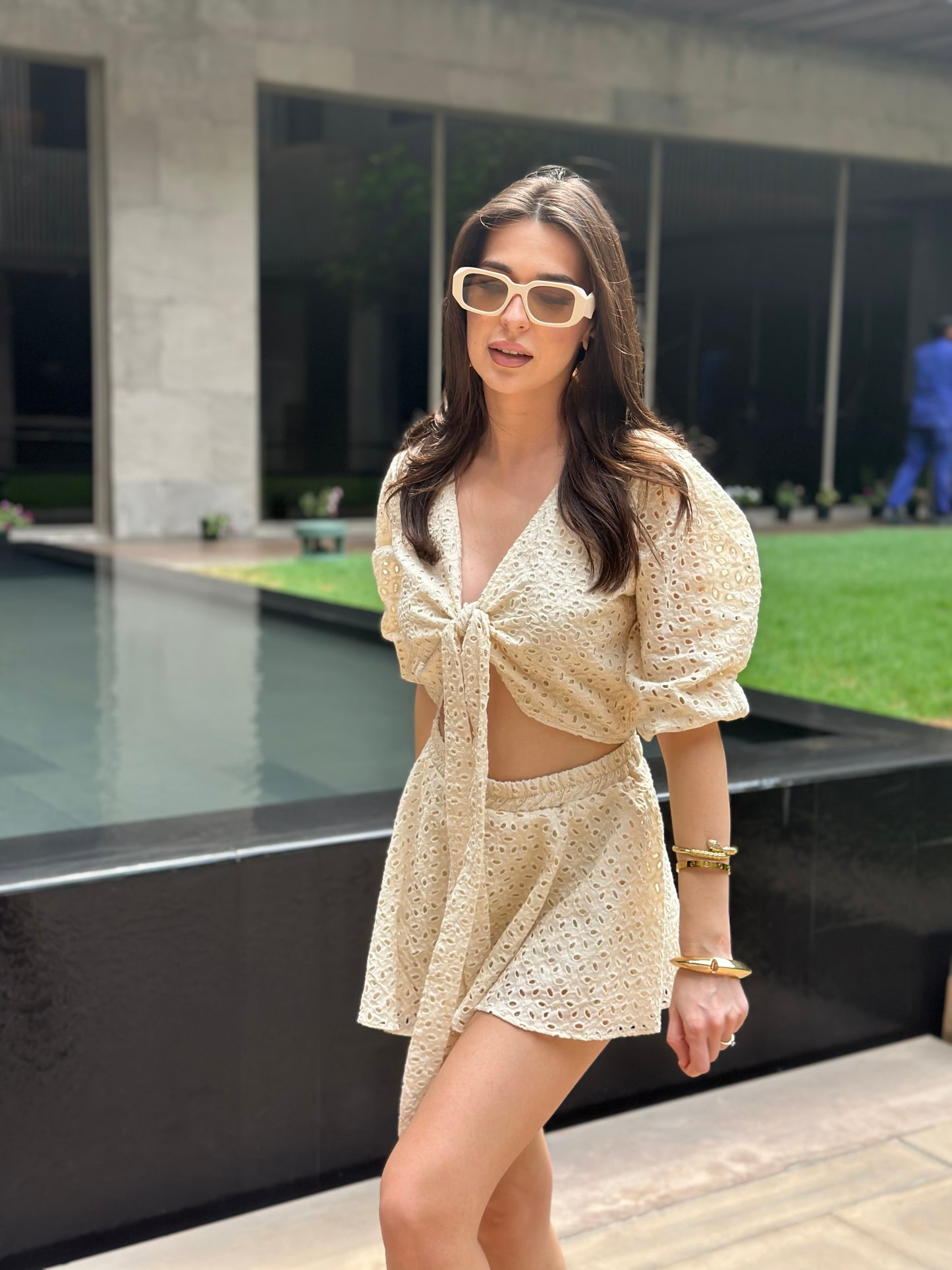 Eyelet Cotton Romper Dress