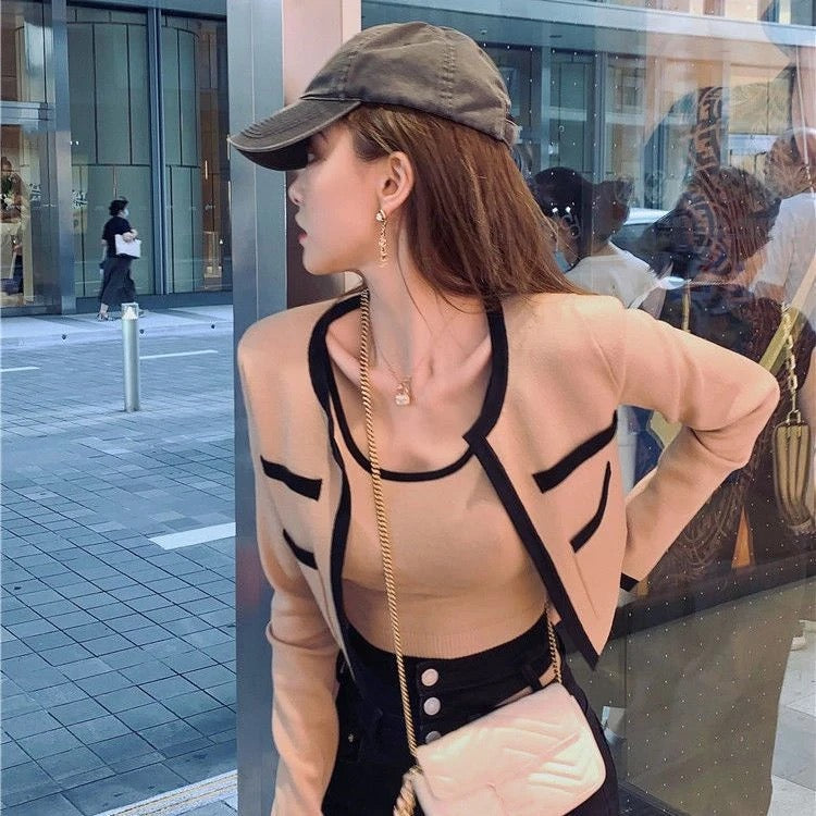 Knitted Tank Top With Open Jacket