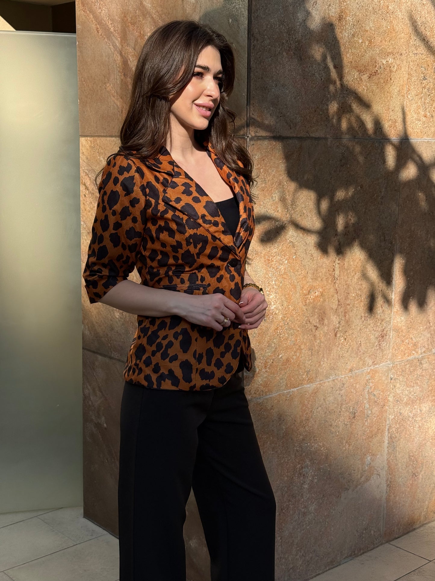 Animal Print 3/4th Sleeve Blazer