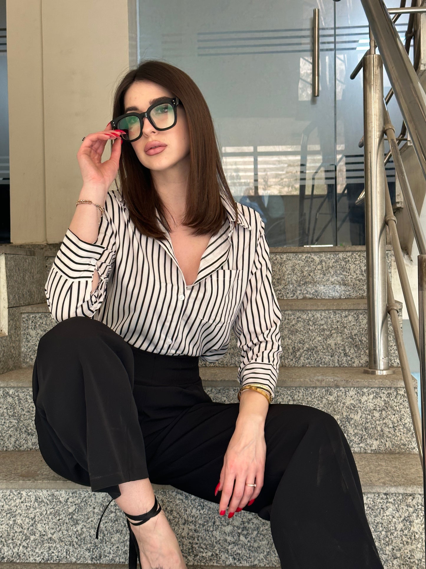 Striped Button Down Corporate Shirt