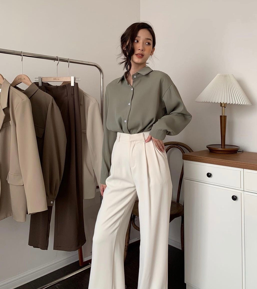 Basic Shirts With High Waist Corporate Pants