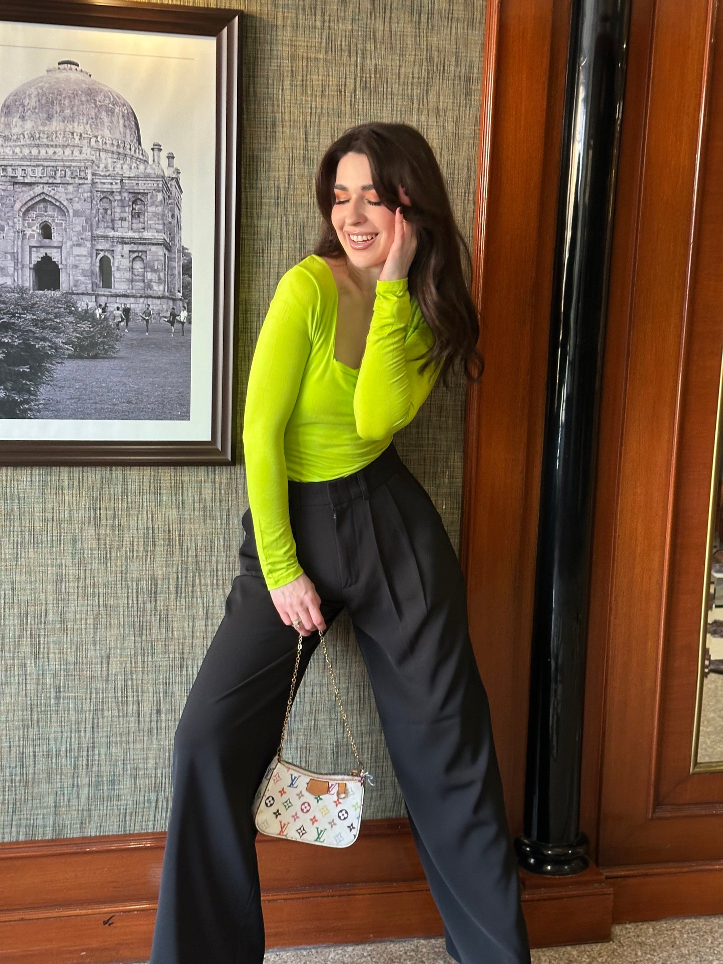 Neon Bodysuit With Black Taro Pants