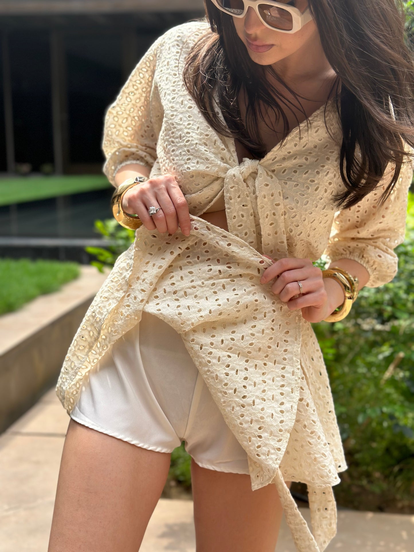 Eyelet Cotton Romper Dress
