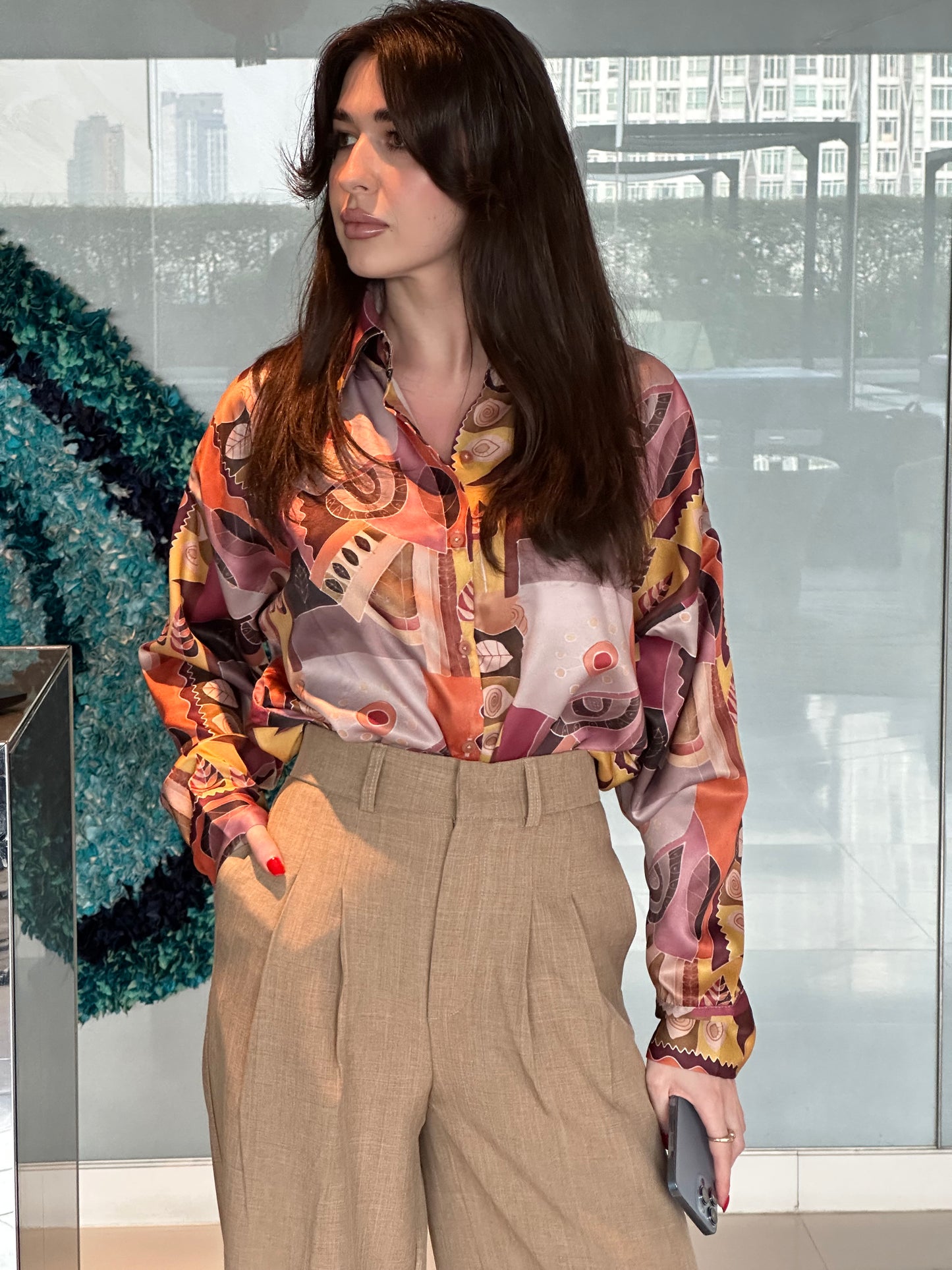 Satin Modern Print Shirt