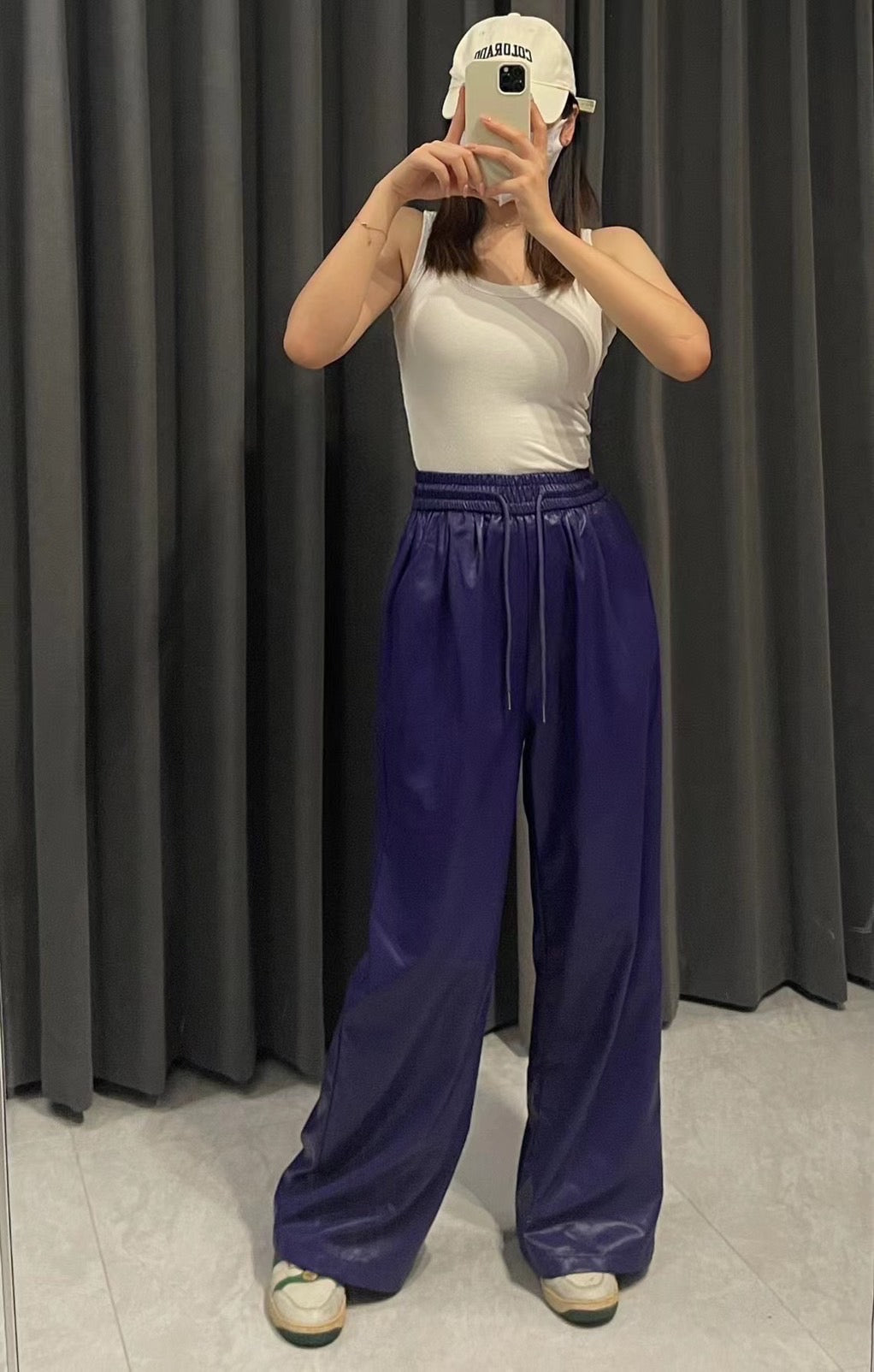 Faux Leather Drawstring Pants