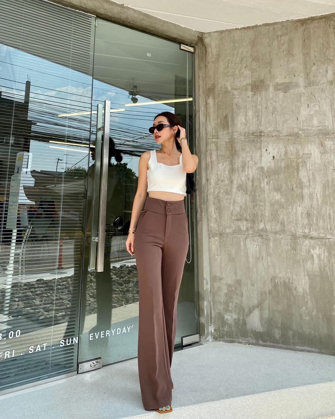 Double Button High Waist Pants