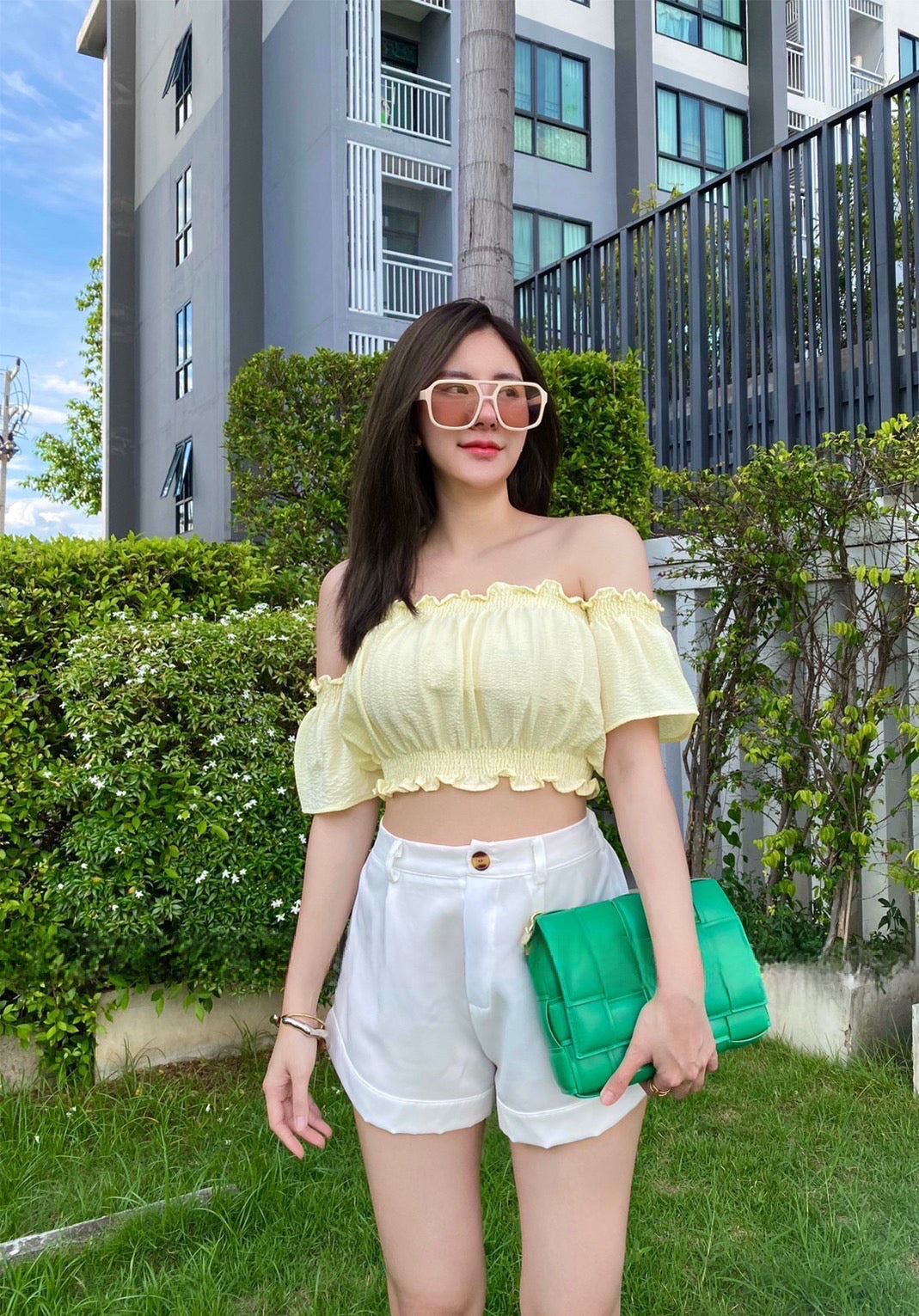 Off-Shoulder Top With Shorts