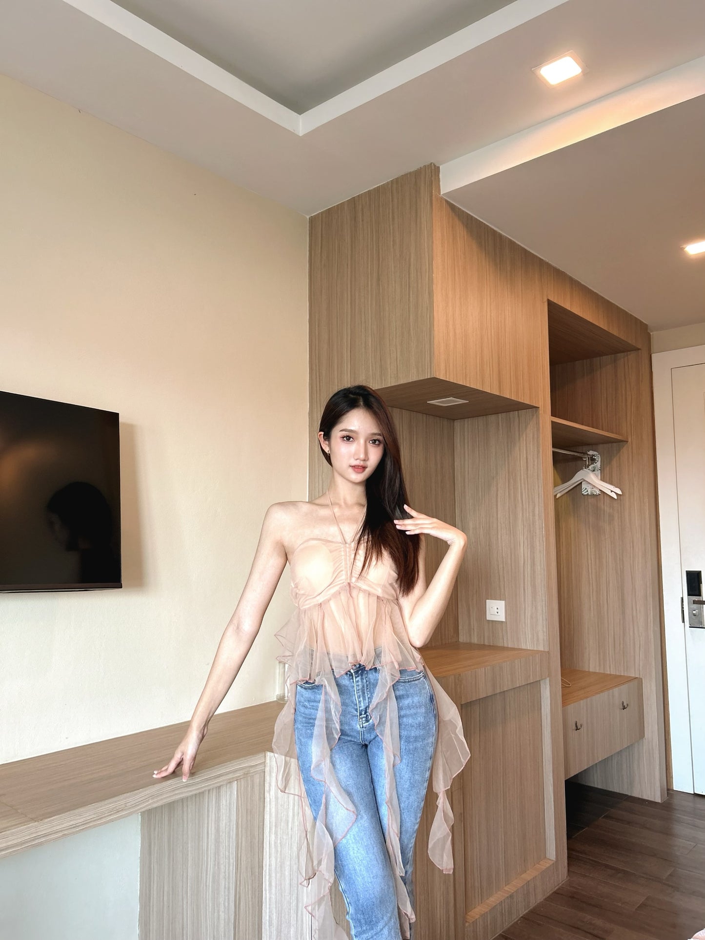 Organza Frill Padded Top