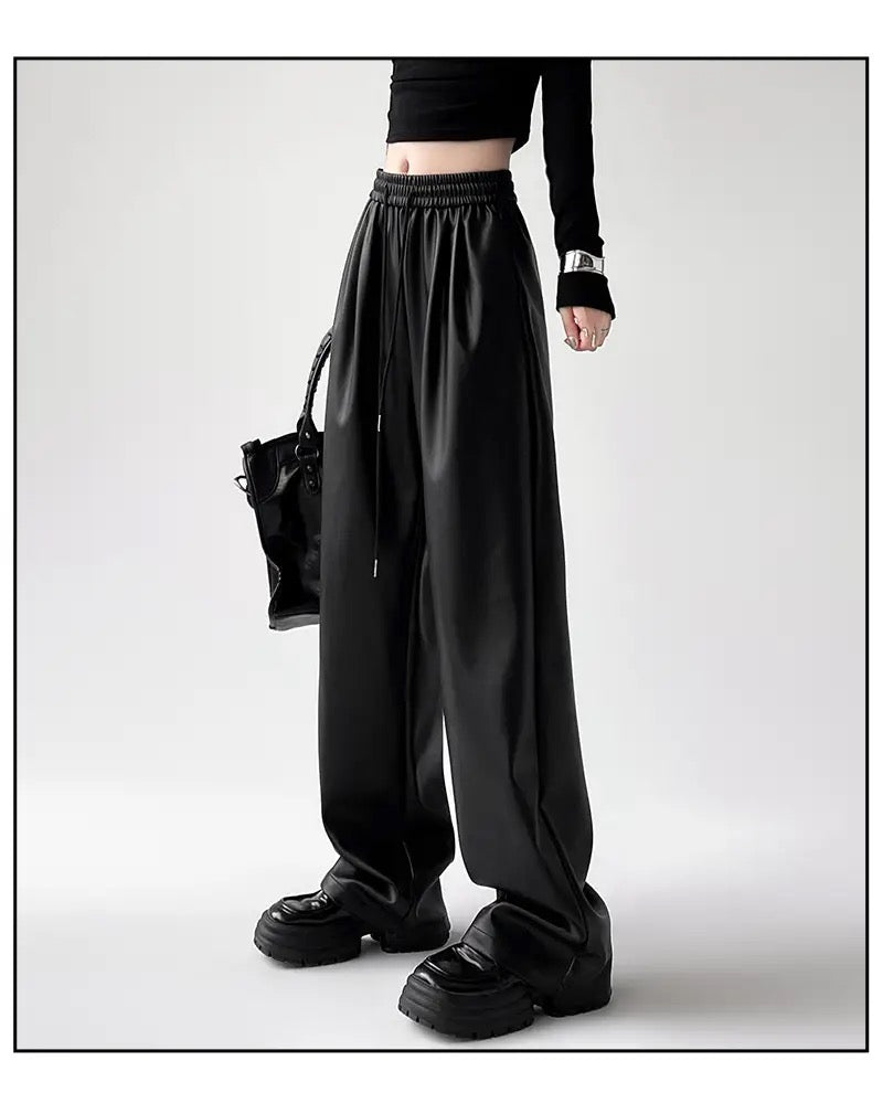Faux Leather Drawstring Pants