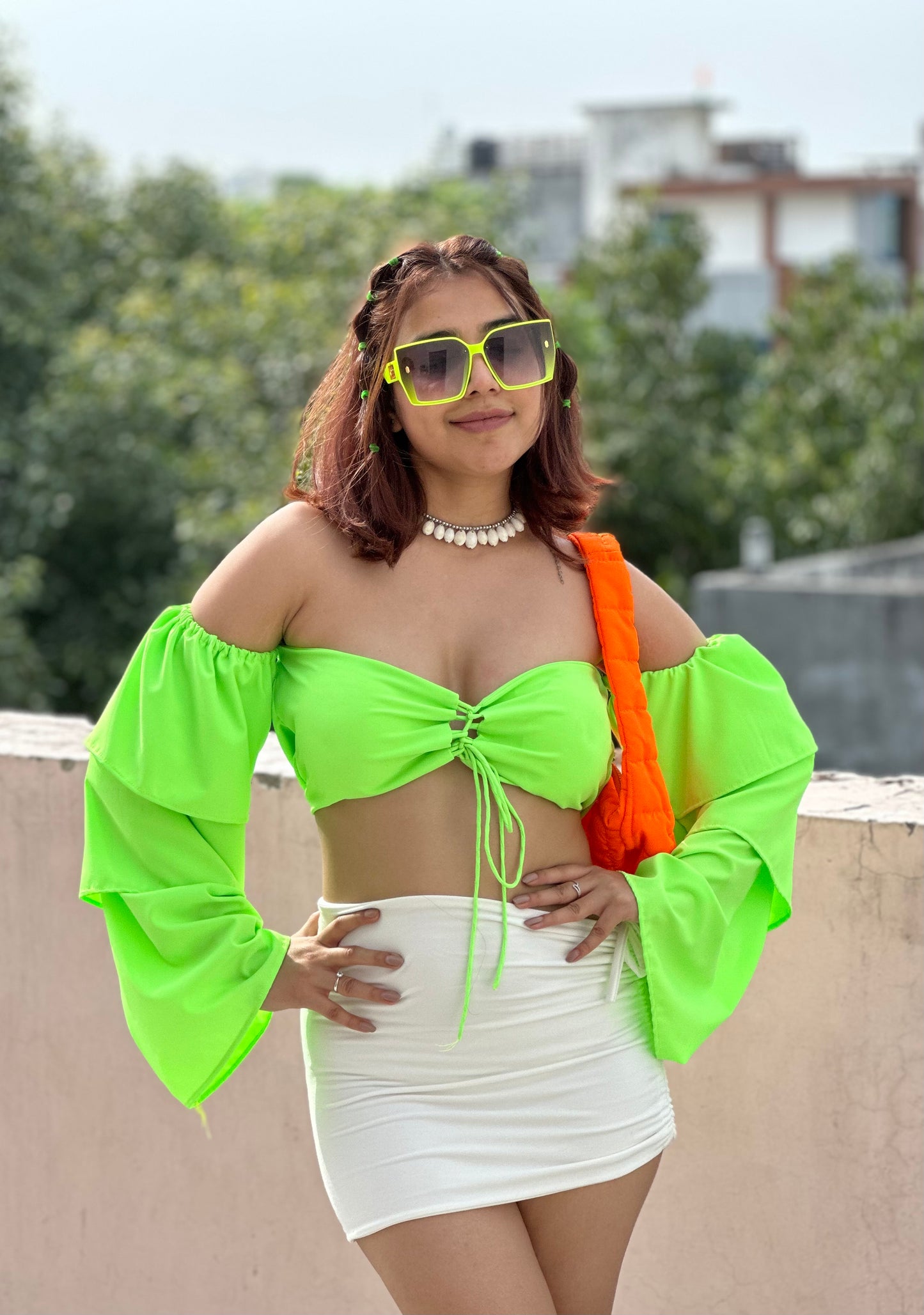 Padded Off-Shoulder Front Tie Bustier