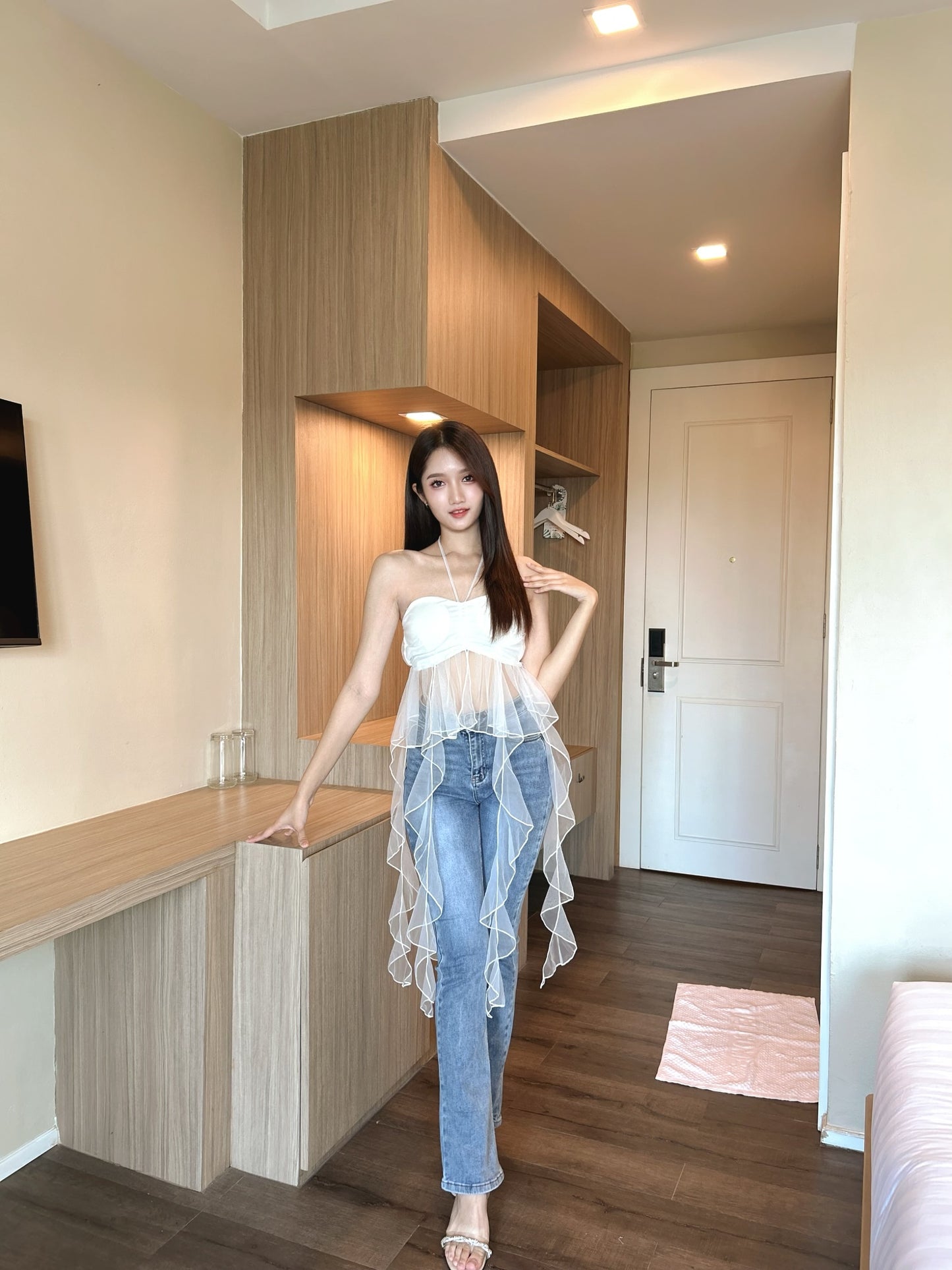 Organza Frill Padded Top